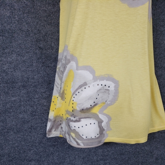 Inc International Concepts Yellow Grey Sleeveless Top With Embellishments - Picture 4 of 9